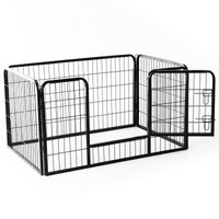 PawHut 49" 4 Panel Black Pet Playpen  Heavy Duty Puppy Cat Dog Pen