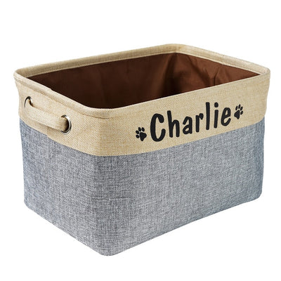 Personalized Dog Toy Basket No Smell Storage Box Free Print Name Storage Baskets For Dogs Clothes Shoes Pet Accessories With Paw