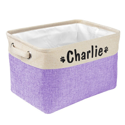 Personalized Dog Toy Basket No Smell Storage Box Free Print Name Storage Baskets For Dogs Clothes Shoes Pet Accessories With Paw