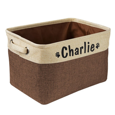 Personalized Dog Toy Basket No Smell Storage Box Free Print Name Storage Baskets For Dogs Clothes Shoes Pet Accessories With Paw